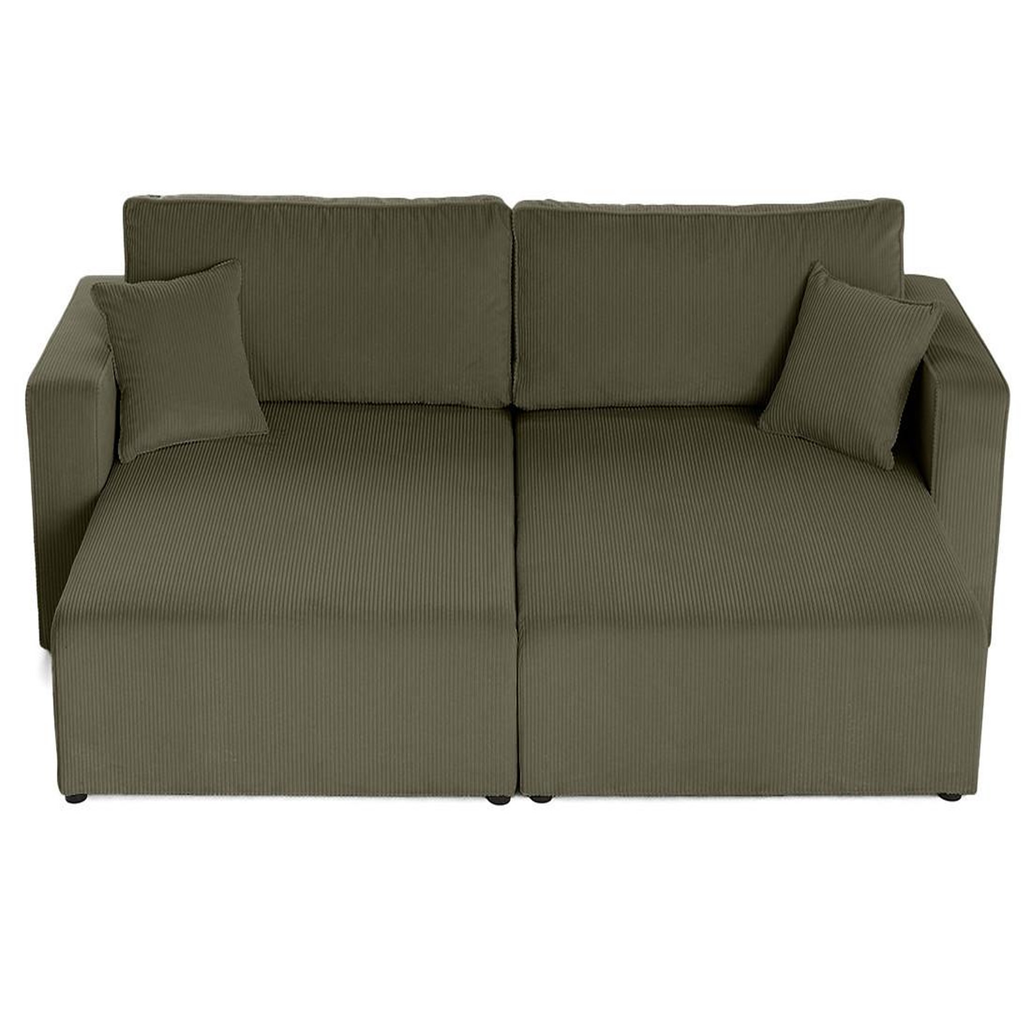 Voir la diapositive 3 : BEST MOBILIER Topaze - canapé droit 4 places avec double méridienne - assise profonde - en velours côtelé
