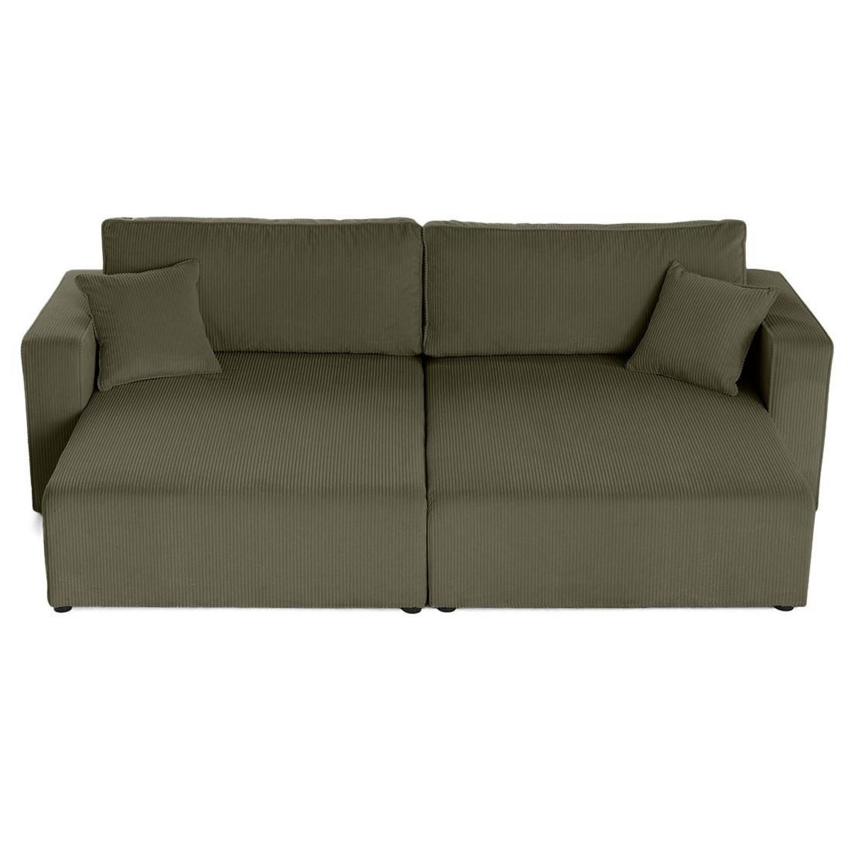 BEST MOBILIER Topaze - canapé droit 4 places avec double méridienne - assise profonde - en velours côtelé