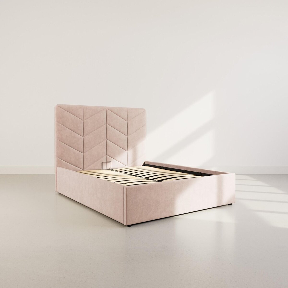 BEST MOBILIER Peonis - lit coffre - 160x200 cm - en velours - sommier inclus