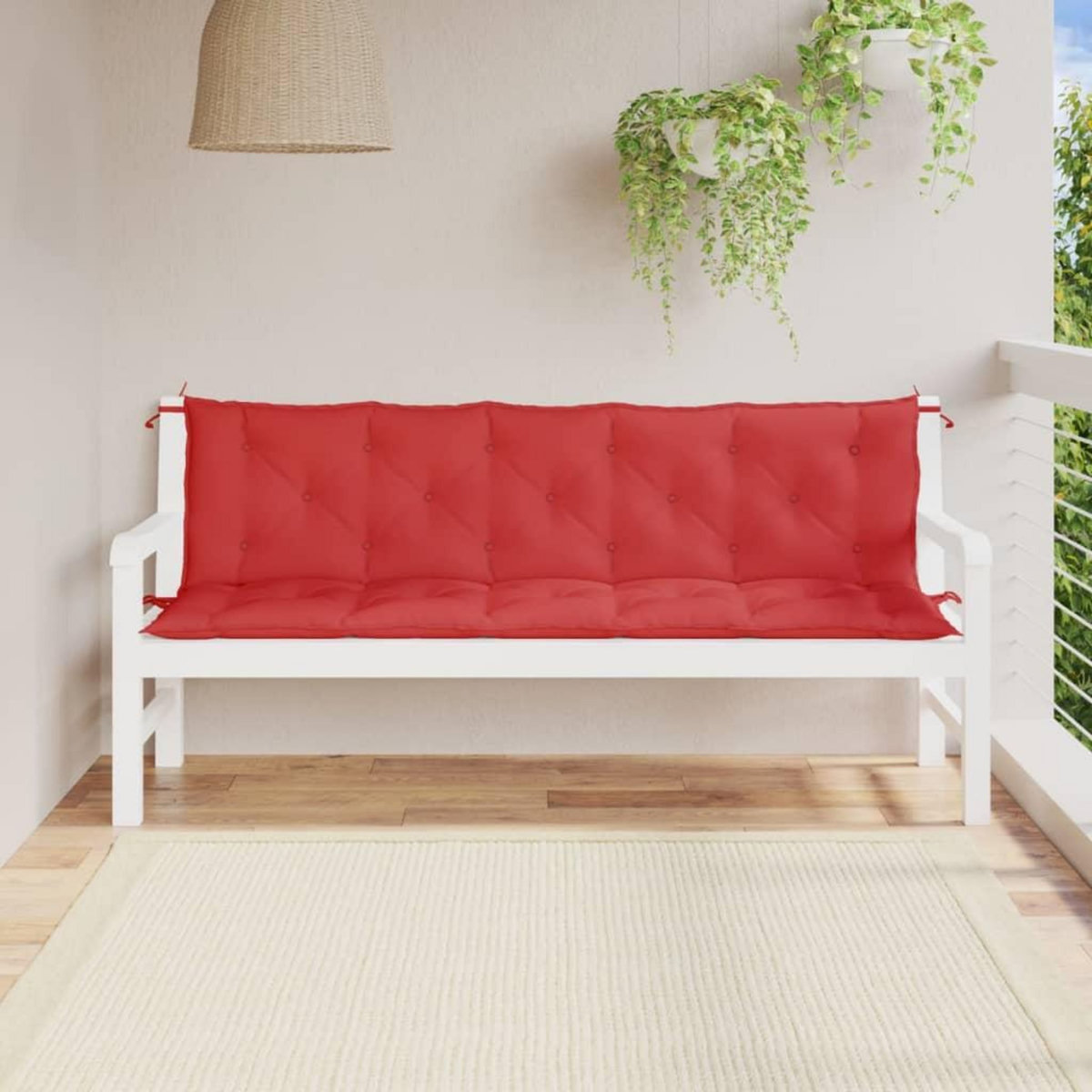 VIDAXL Coussins de banc jardin lot de 2 rouge 180x50x7 cm tissu Oxford