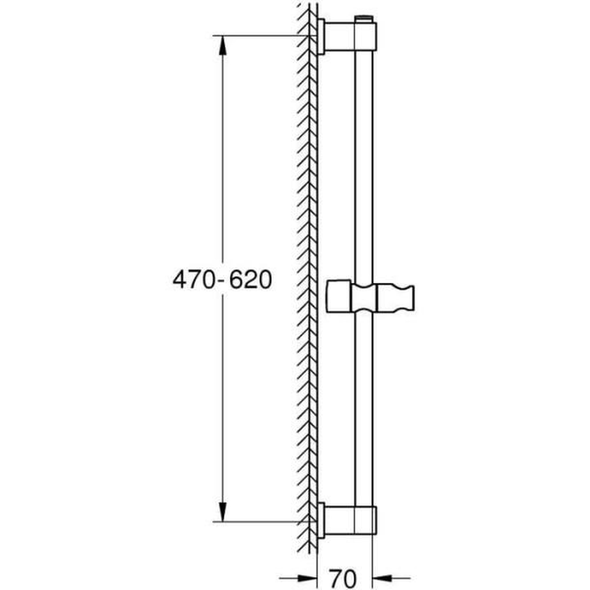 Voir la diapositive 3 : Grohe Barre de douche - GROHE Vitalio Universal 27724001 - 60cm - Ø 22 mm - Fixation supérieure réglable - A coller ou a visser - C