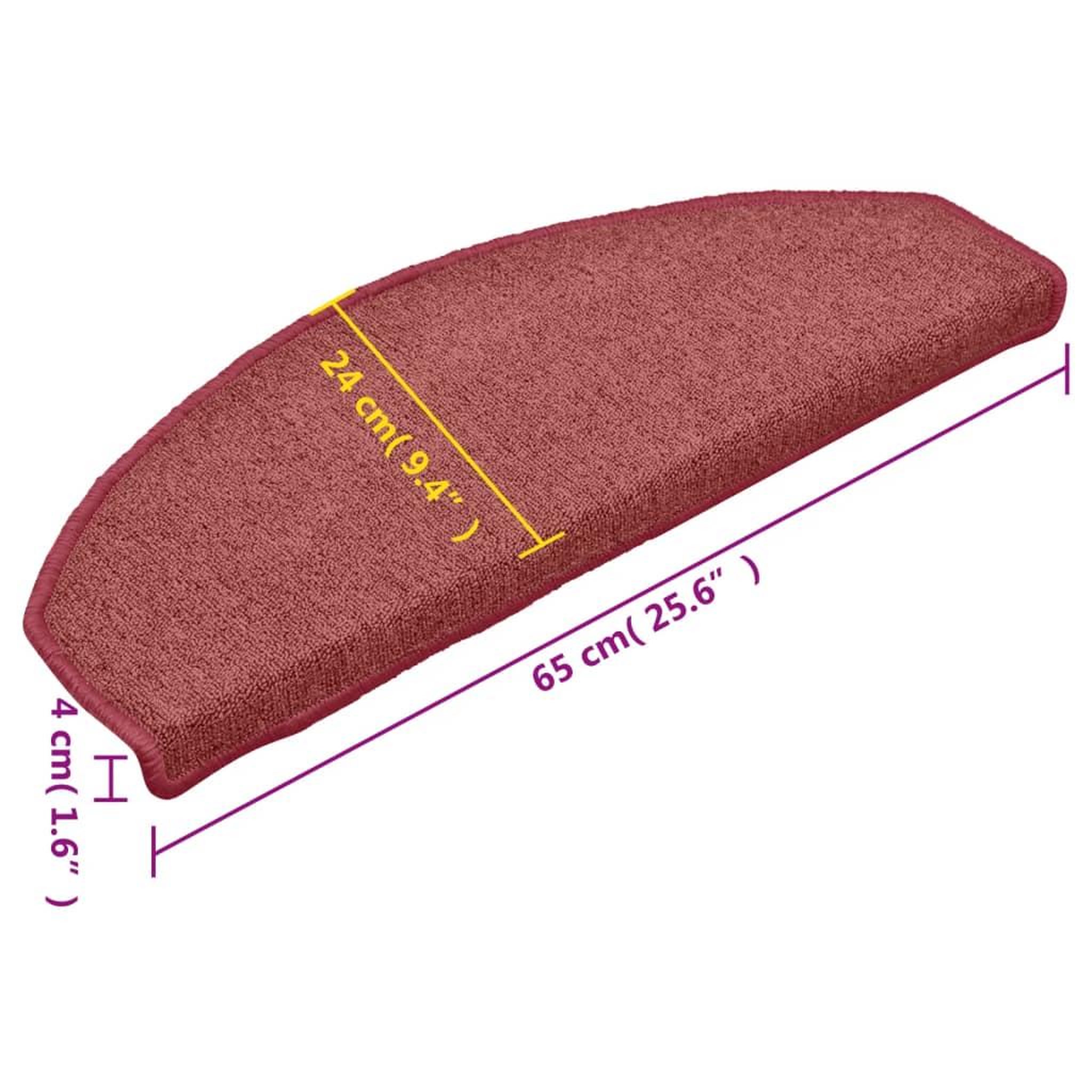 Voir la diapositive 6 : VIDAXL Tapis de marches d'escalier 15 pcs Rouge 65x24x4 cm