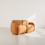 LISA DESIGN Penelope - canapé droit modulable 2 places en velours texturé. Coloris disponibles : Beige, Noir, Gris, Bleu, Orange