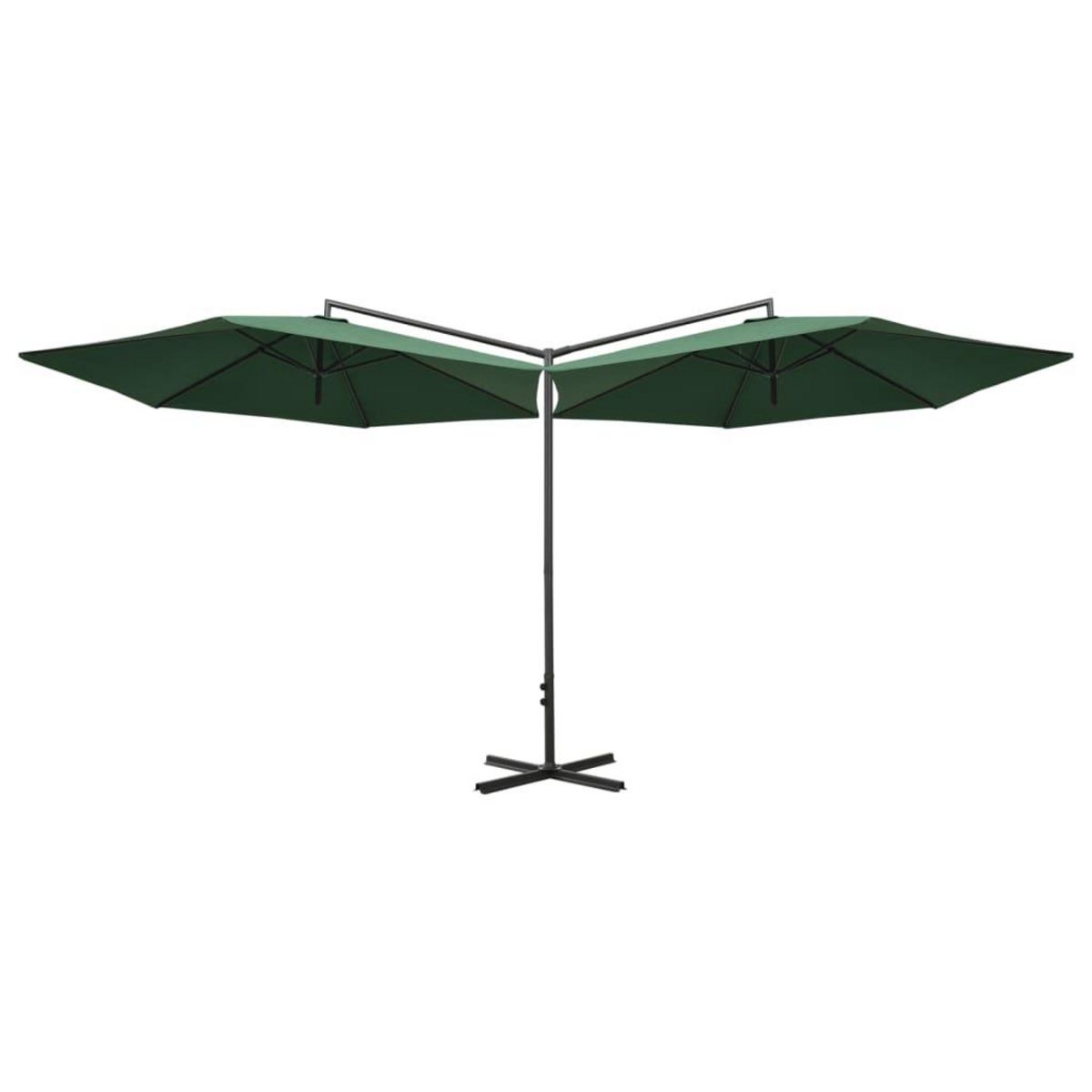 VIDAXL Parasol de jardin double avec mat en acier vert 600 cm