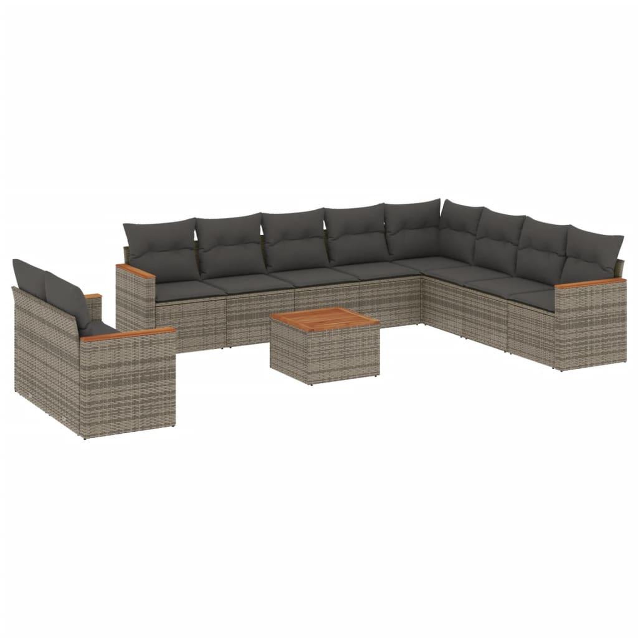 Voir la diapositive 2 : VIDAXL Salon de jardin 11 pcs avec coussins gris resine tressee