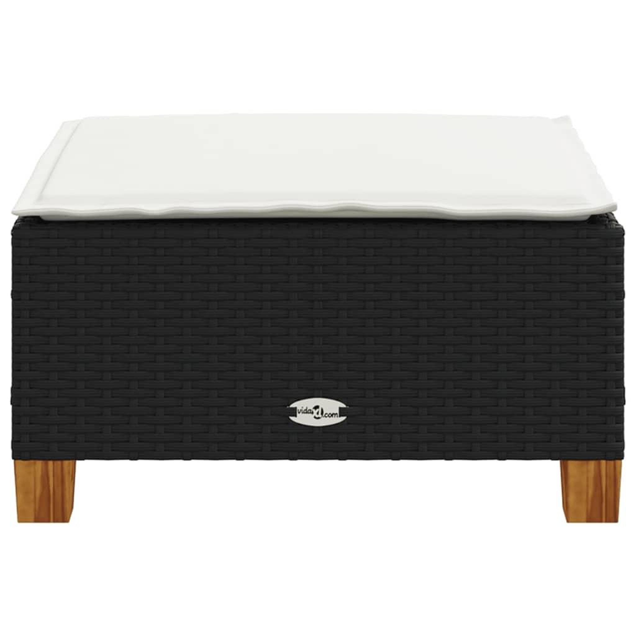 Voir la diapositive 5 : VIDAXL Tabouret de jardin et coussin noir 63,5x56x32 cm resine tressee