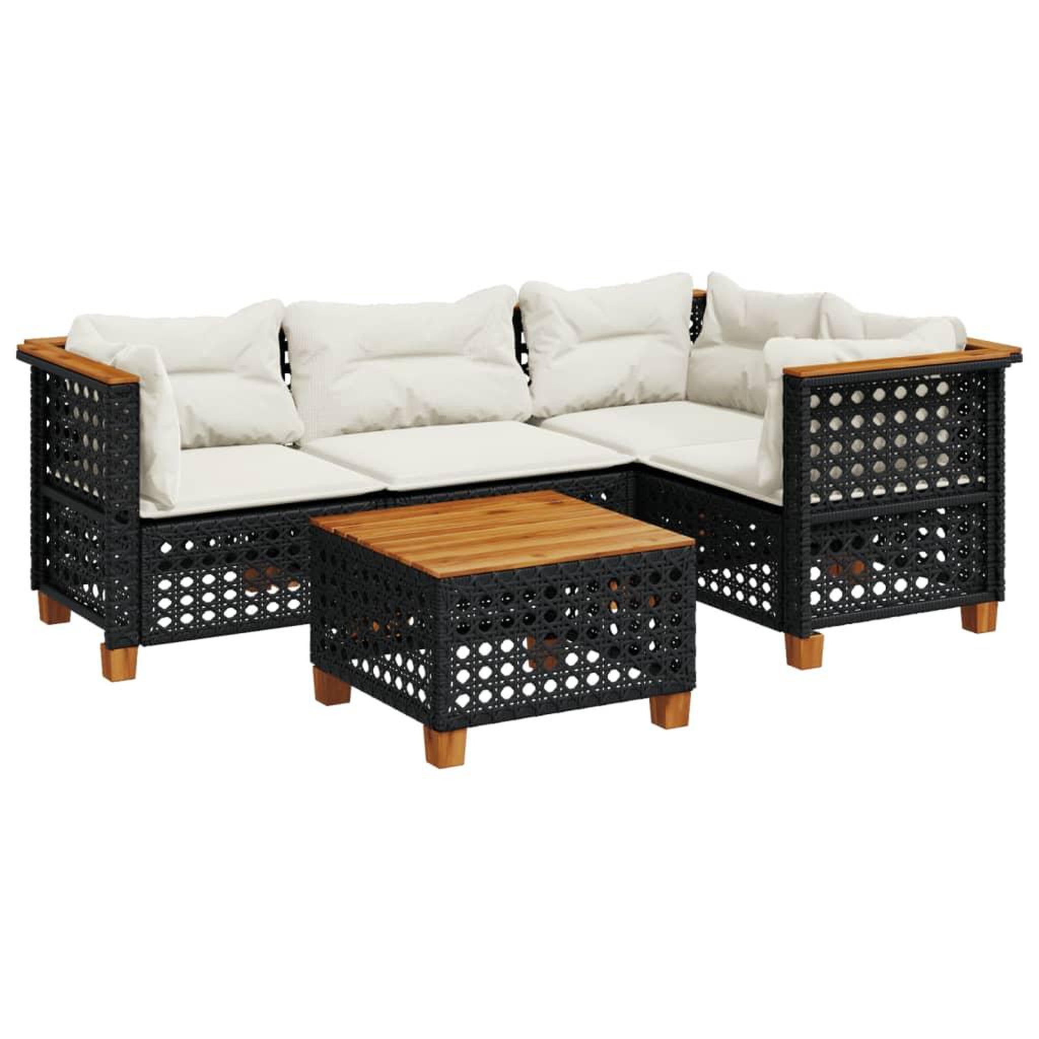 Voir la diapositive 2 : VIDAXL Salon de jardin 5 pcs avec coussins noir resine tressee