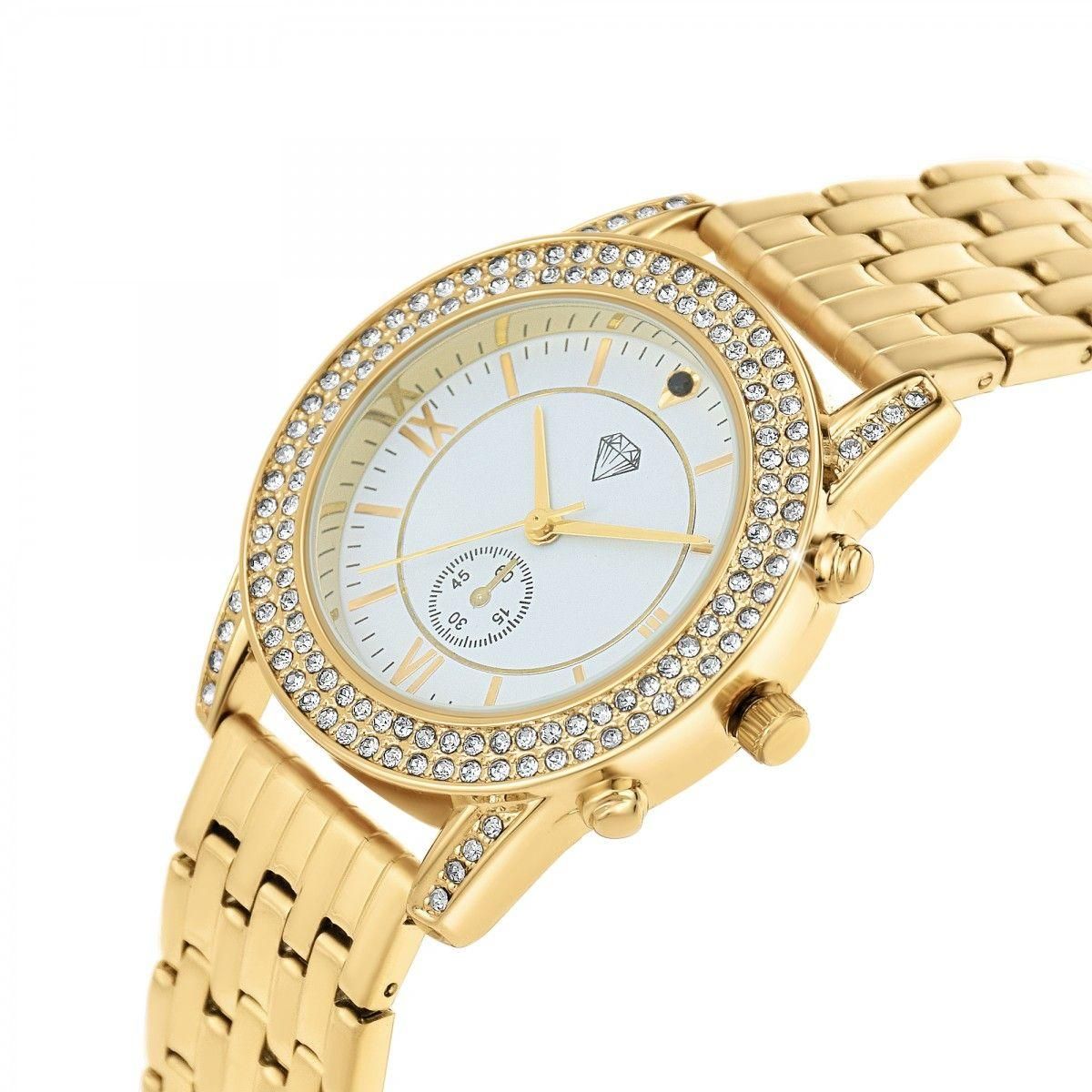 SC CRYSTAL Montre Elyssa élégante ornée d'un diamant noir et de cristaux scintillants par SC Crystal