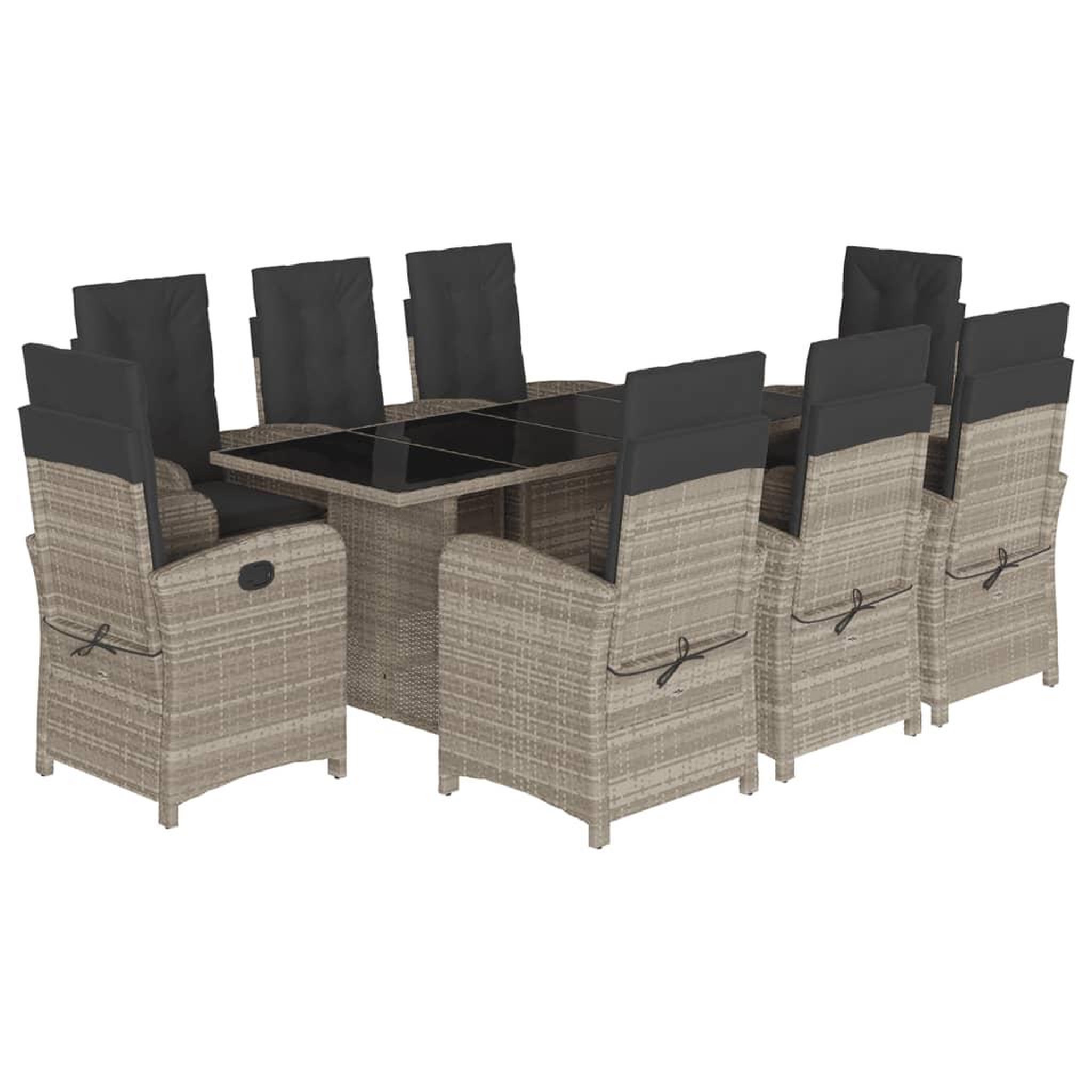 Voir la diapositive 2 : VIDAXL Ensemble a manger de jardin et coussins 9 pcs gris clair rotin