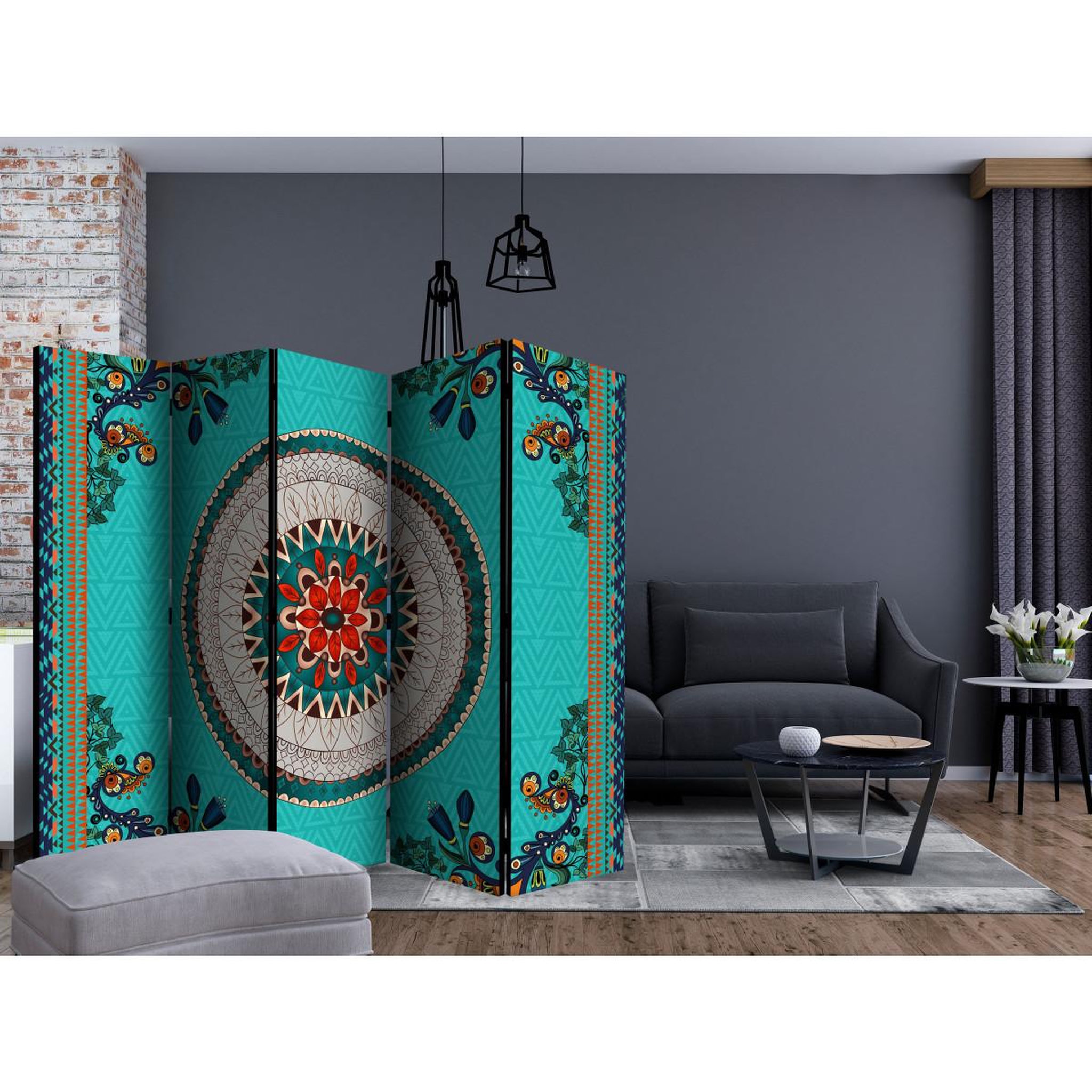 Voir la diapositive 2 : Paris Prix Paravent 5 volets  folk inspiration  172x225cm