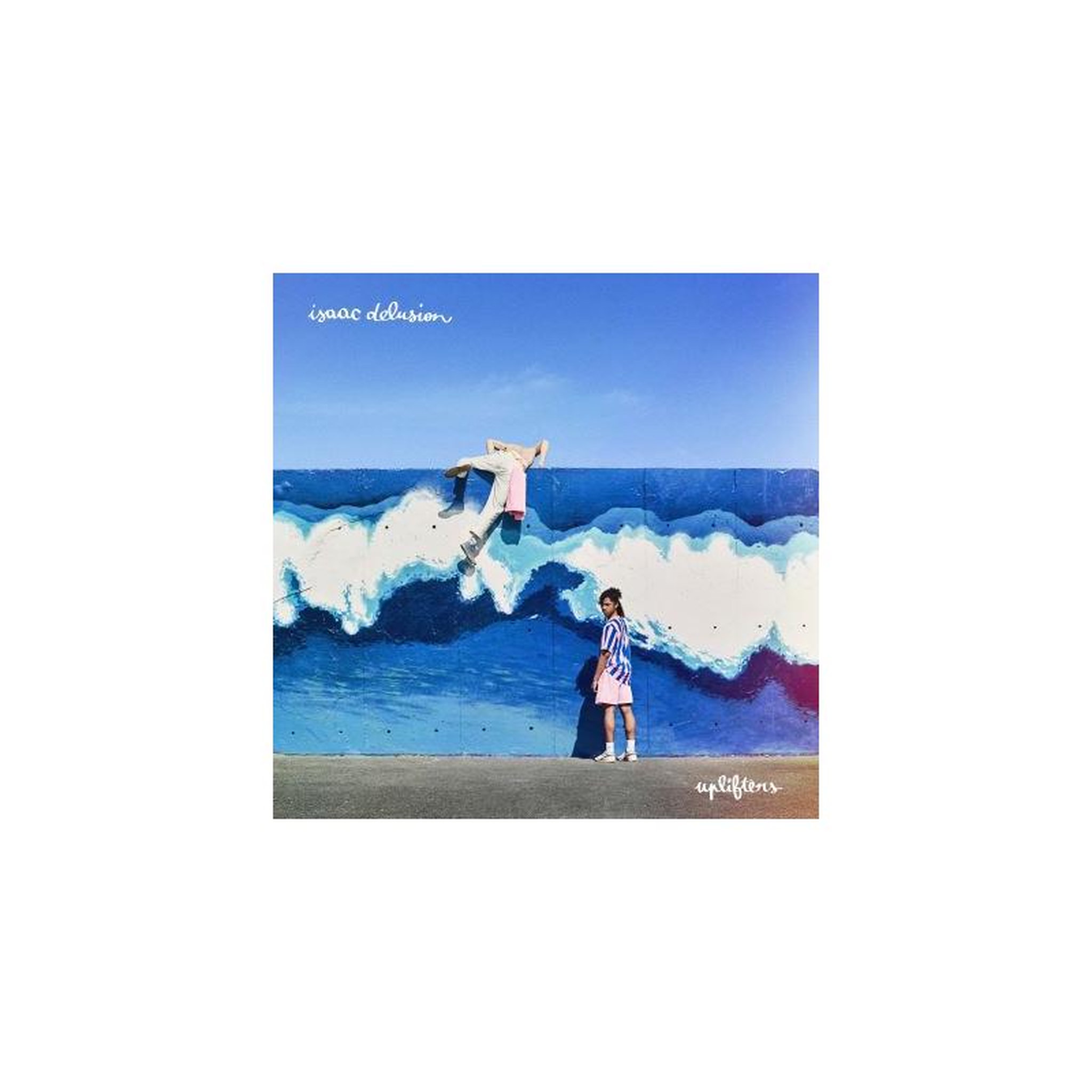Uplifters - œuvre imprimée photo/graphique carrée avec personnes au-dessus des vagues de la plage