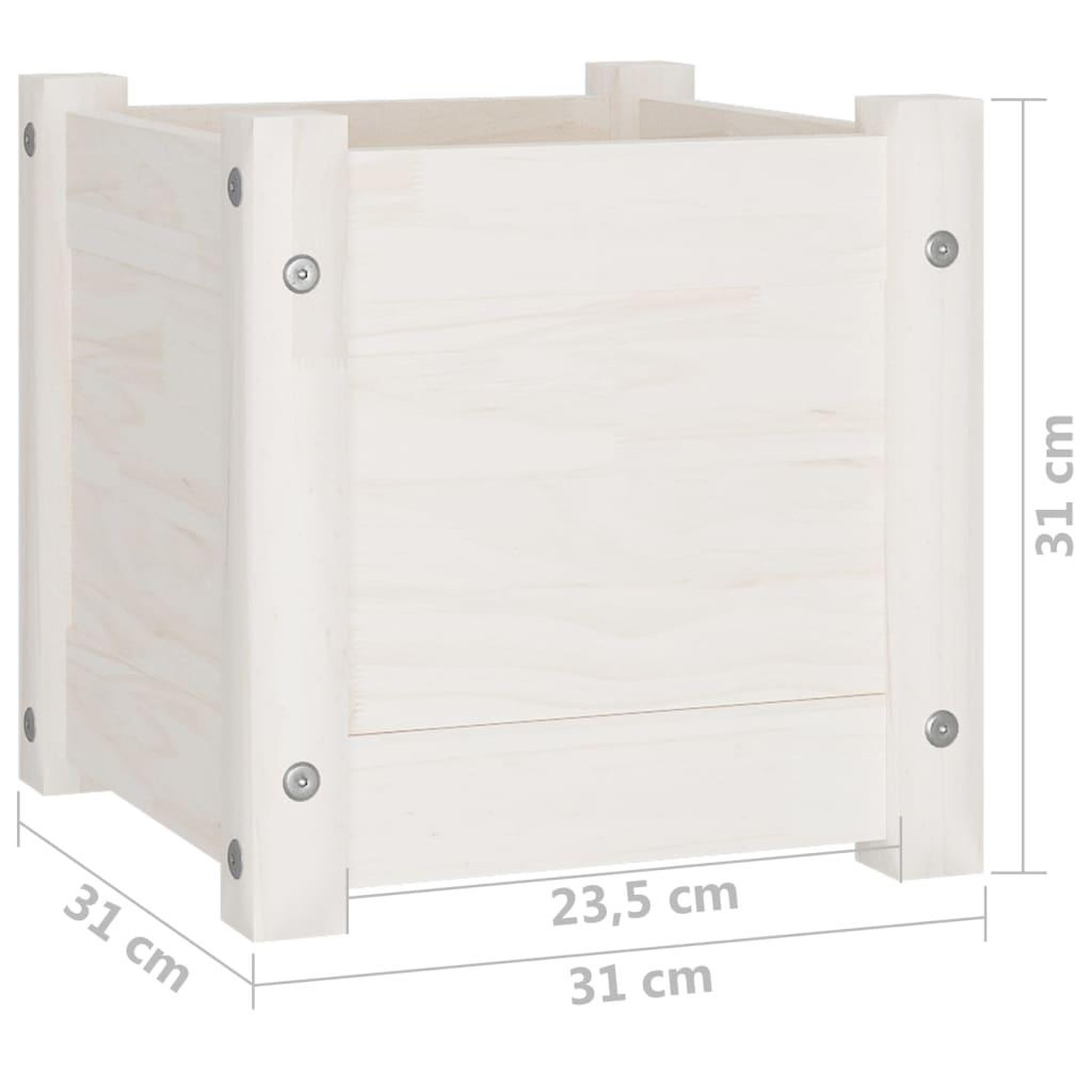 Voir la diapositive 6 : VIDAXL Jardinieres 2 pcs Blanc 31x31x31 cm Bois de pin massif