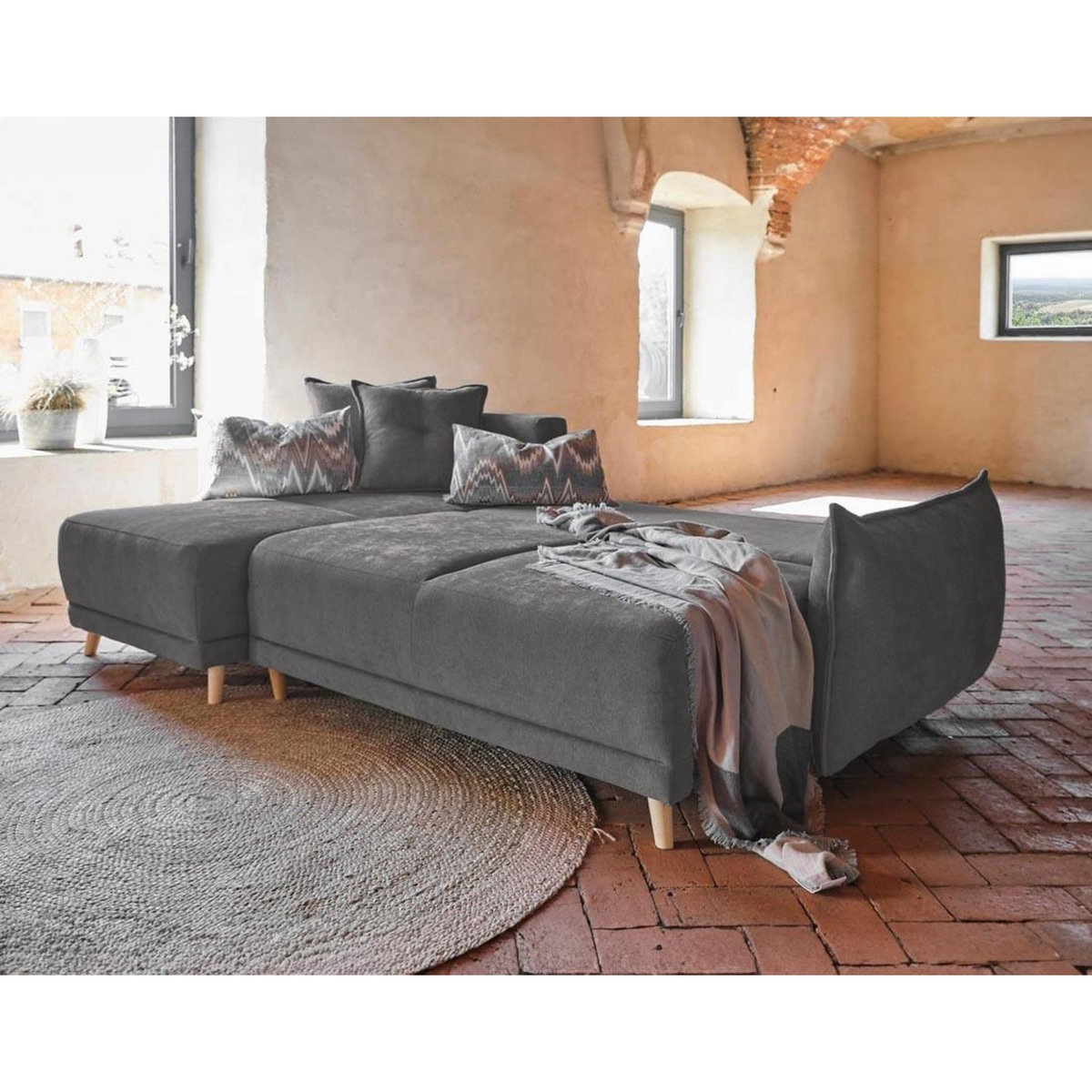 BEST MOBILIER Lena - canapé d'angle réversible convertible - 4 places - style scandinave