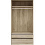 Voir la diapositive 6 : MARKET24 Dressing - Décor Chene - 2 tiroirs - 2 étageres - 1 tringle - L100 x P57 x H200 cm