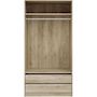 Voir la diapositive 6 : MARKET24 Dressing - Décor Chene - 2 tiroirs - 2 étageres - 1 tringle - L100 x P57 x H200 cm