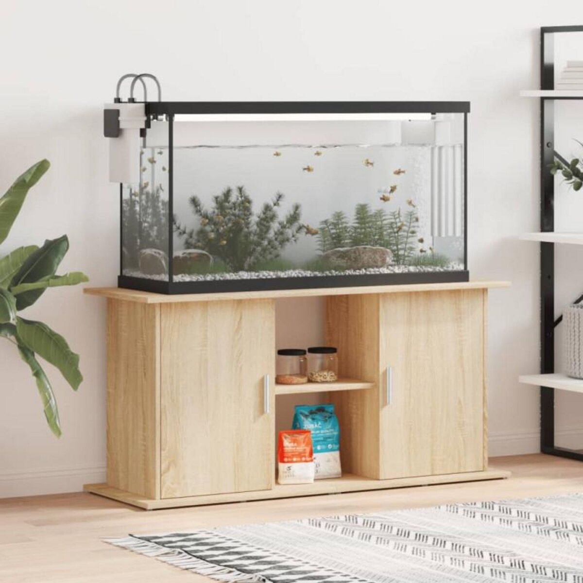 VIDAXL Support d aquarium chêne sonoma 121x41x58 cm bois d ingénierie