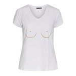 Pieces T shirt /Doré Femme Pieces Merima. Coloris disponibles : Blanc