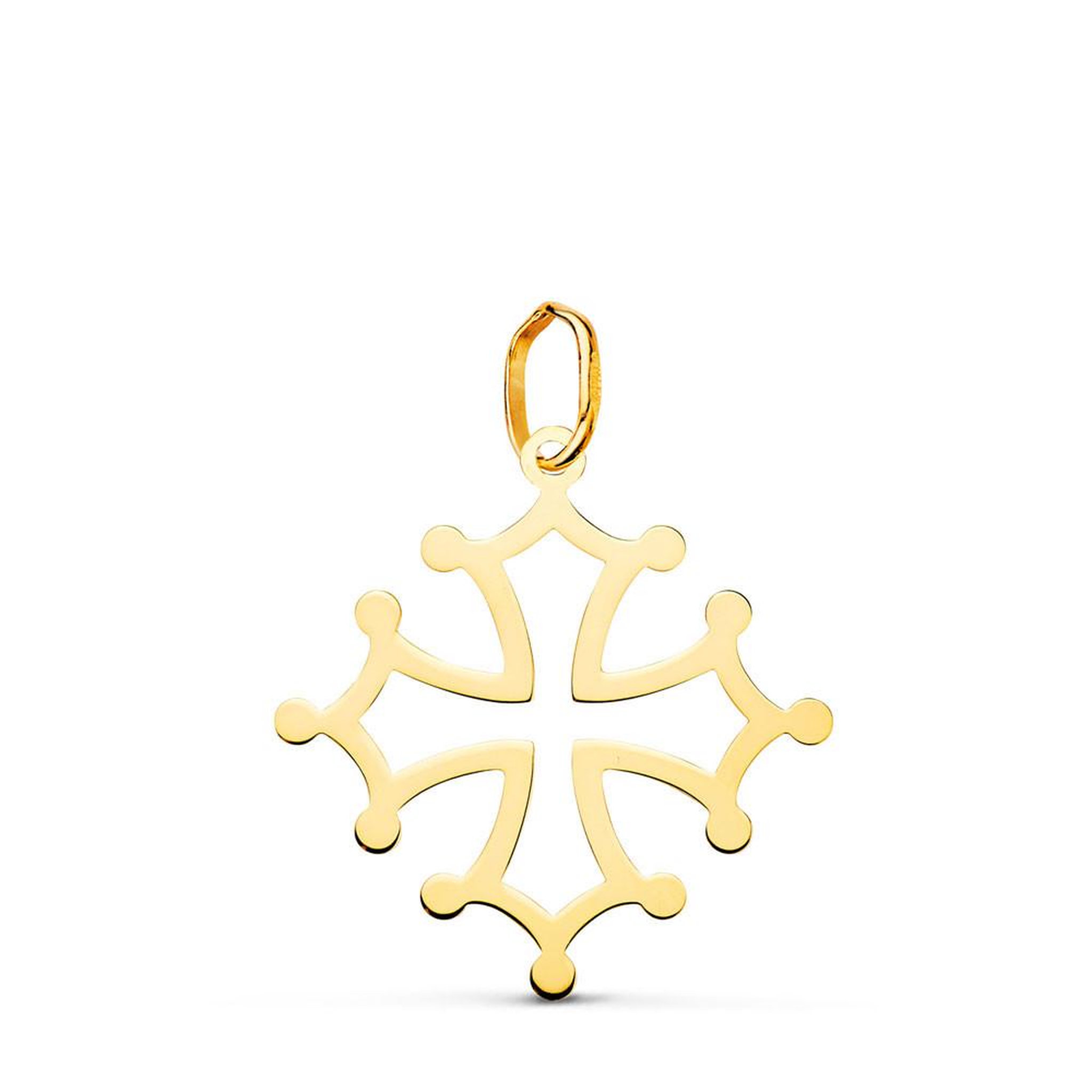 L'ATELIER D'AZUR Pendentif Médaille Or 18 Carats 750 Jaune - Croix Occitane - Chaines Offertes