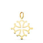 L'ATELIER D'AZUR Pendentif Médaille Or 18 Carats 750 Jaune - Croix Occitane - Chaines Offertes