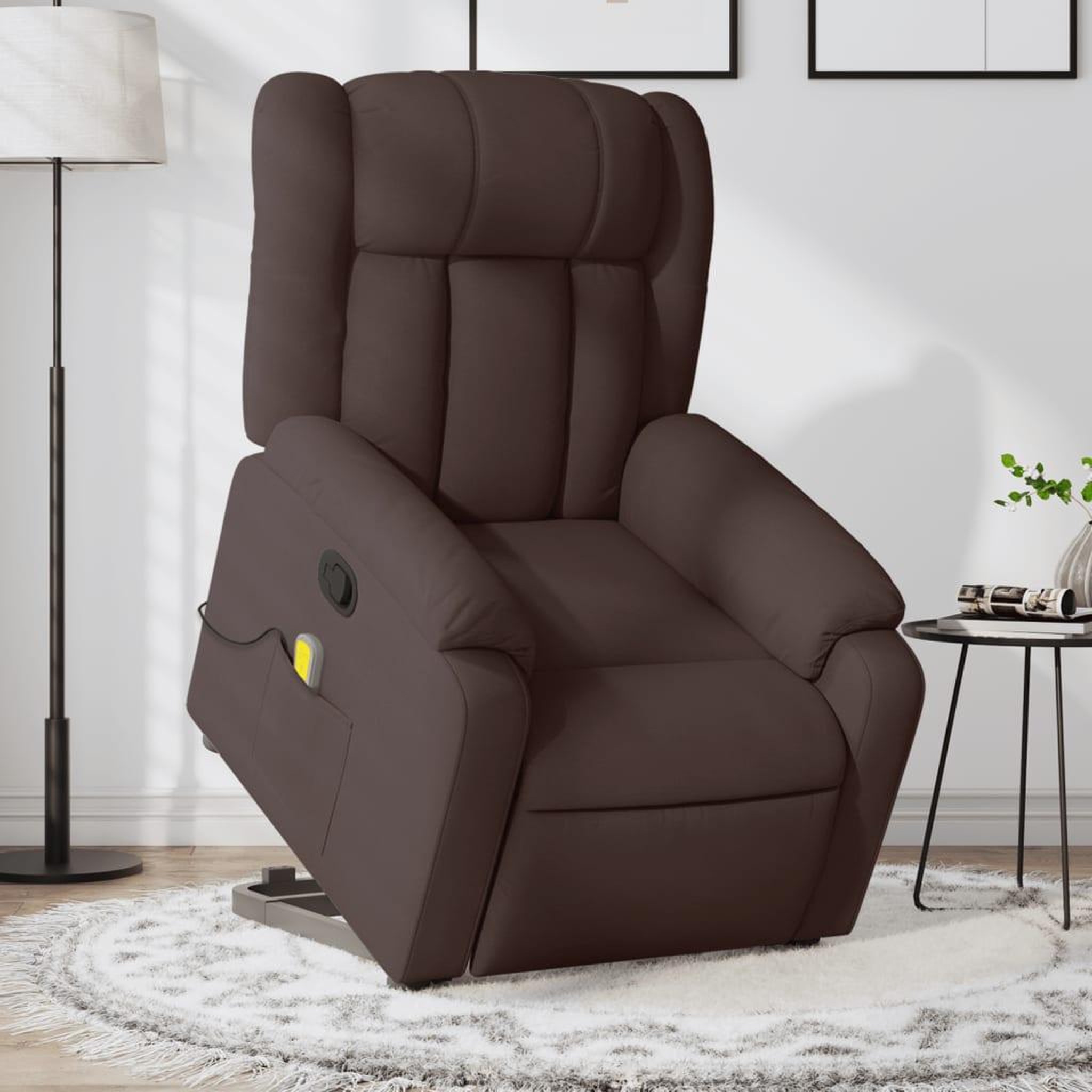 VIDAXL Fauteuil inclinable de massage Marron fonce Tissu
