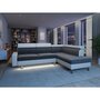 Voir la diapositive 2 : Canapé d'angle 4-5 places fixe avec LED  TOMY- Simili blanc - Microfibre grise - Angle droit