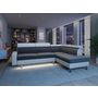 Voir la diapositive 2 : Canapé d'angle 4-5 places fixe avec LED  TOMY- Simili blanc - Microfibre grise - Angle droit