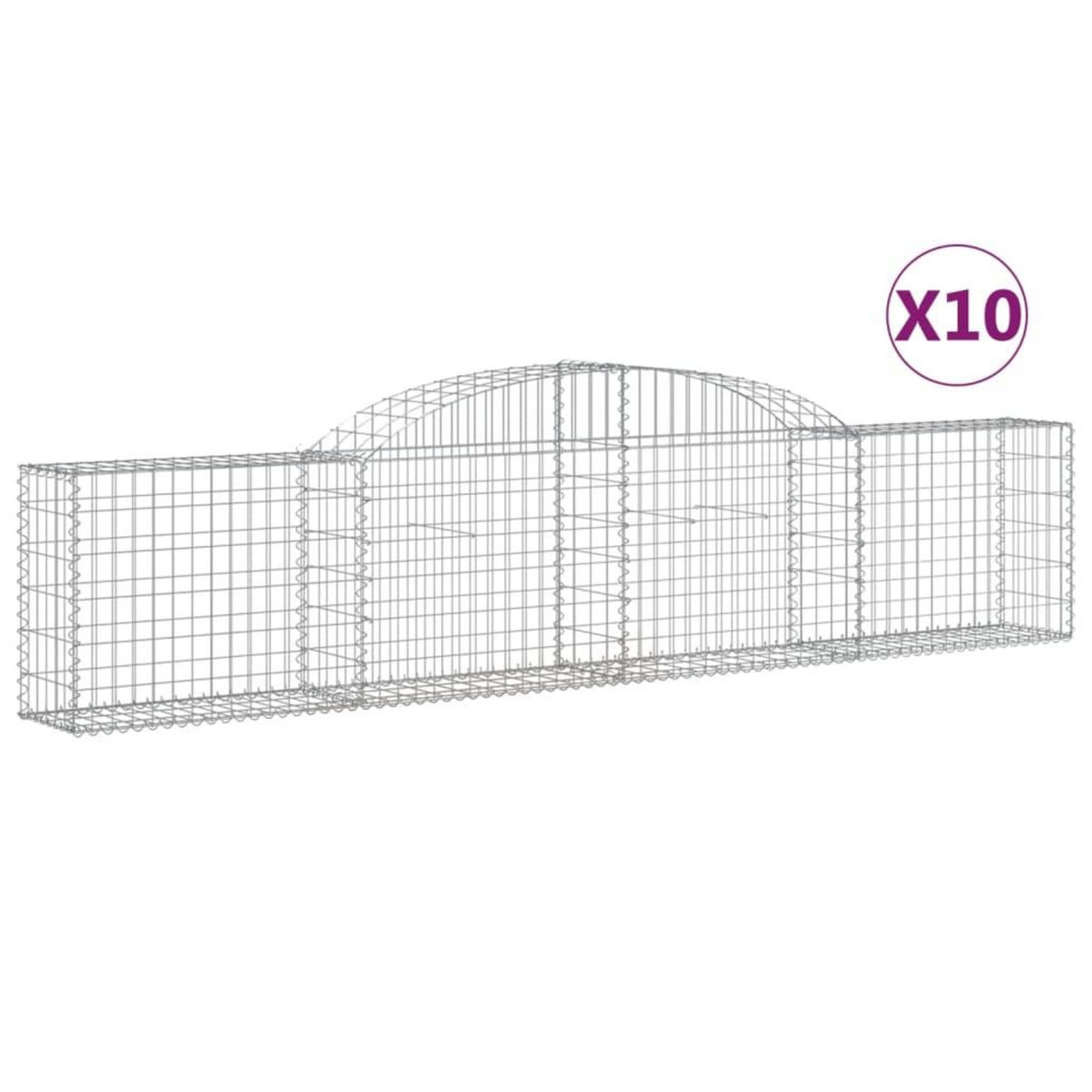 VIDAXL Paniers a gabions arques 10 pcs 300x30x60/80 cm Fer galvanise