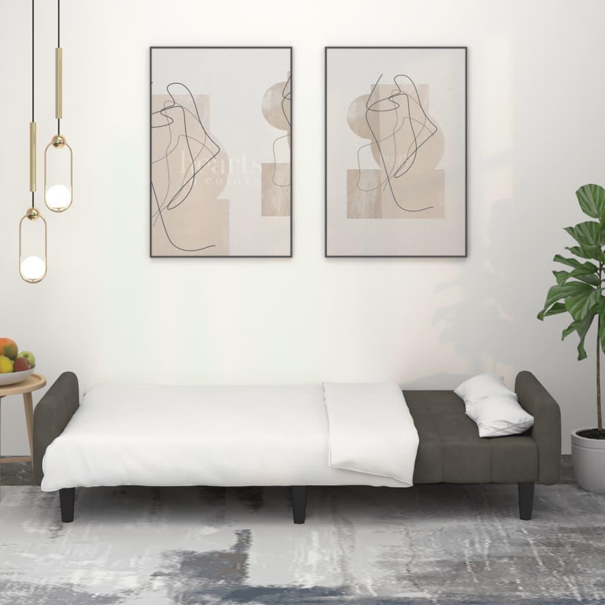 Voir la diapositive 3 : VIDAXL Canape-lit a 2 places gris fonce velours