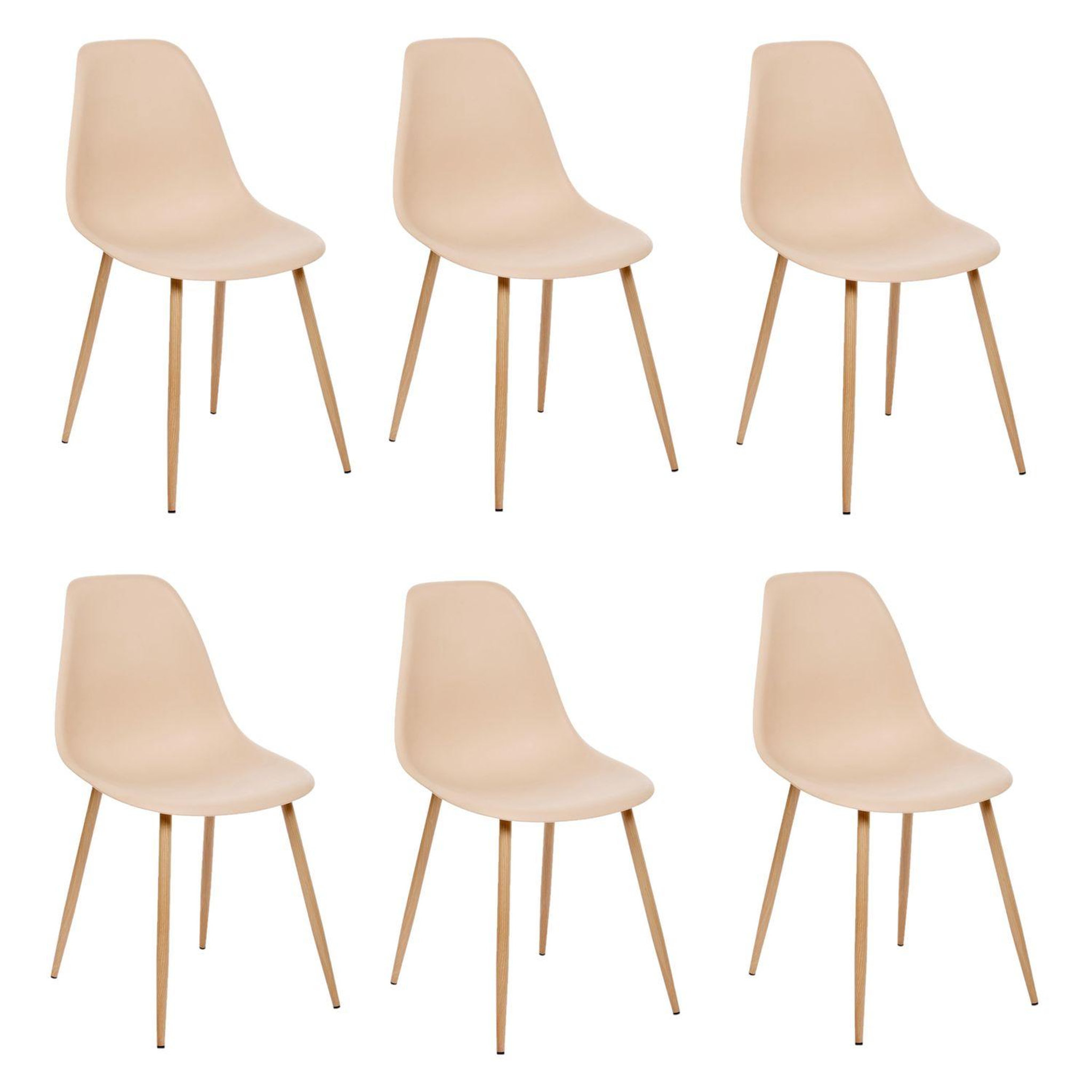 Voir la diapositive 1 : TOILINUX Lot de 6 chaises scandinave et pieds métal effet bois taho