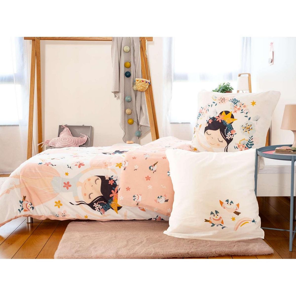 COTE DECO Parure de lit enfant Princesse - Polycoton 51 fils - 140 x 200 cm