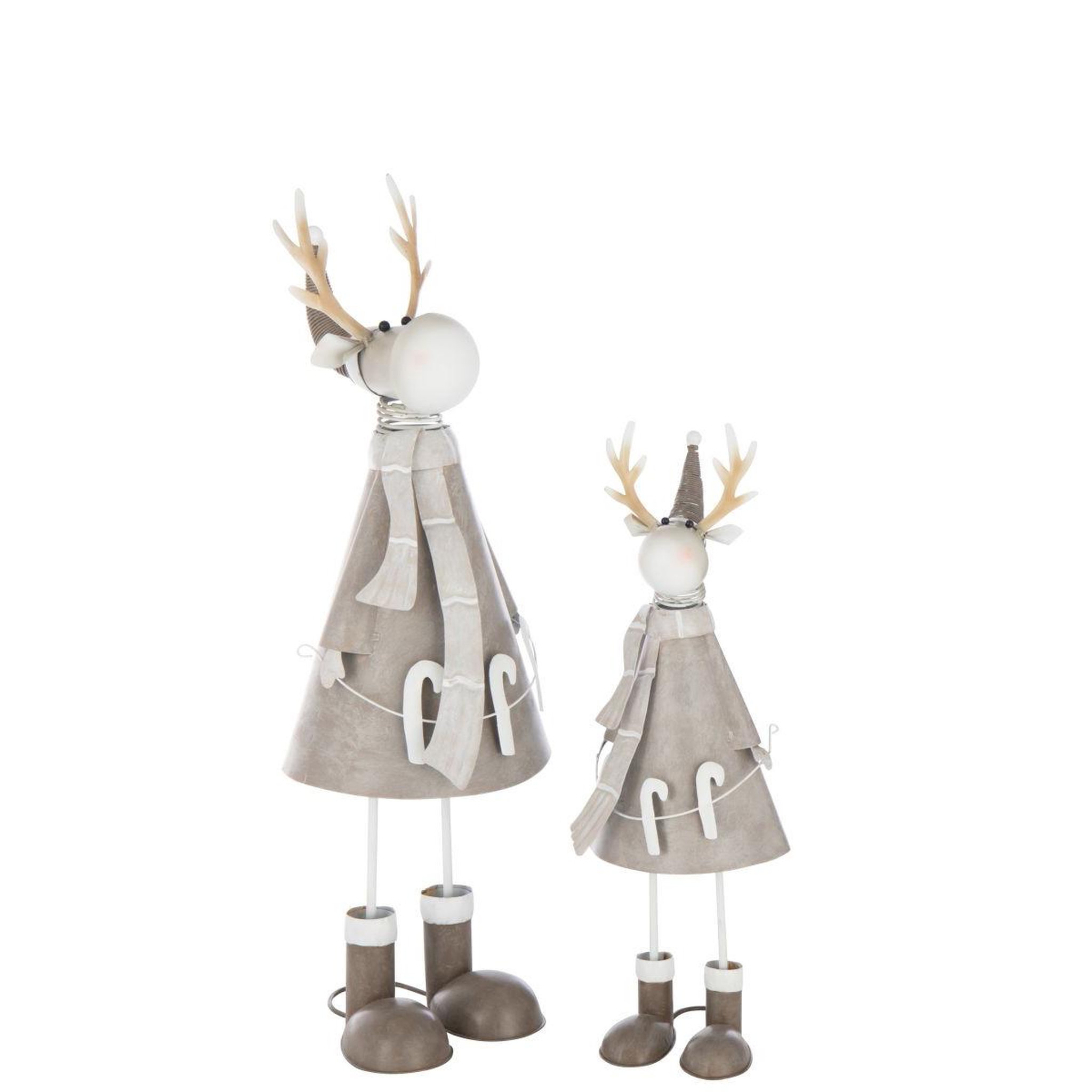 Voir la diapositive 2 : J-LINE Statuette déco en métal  sucre d'orge  43cm grège