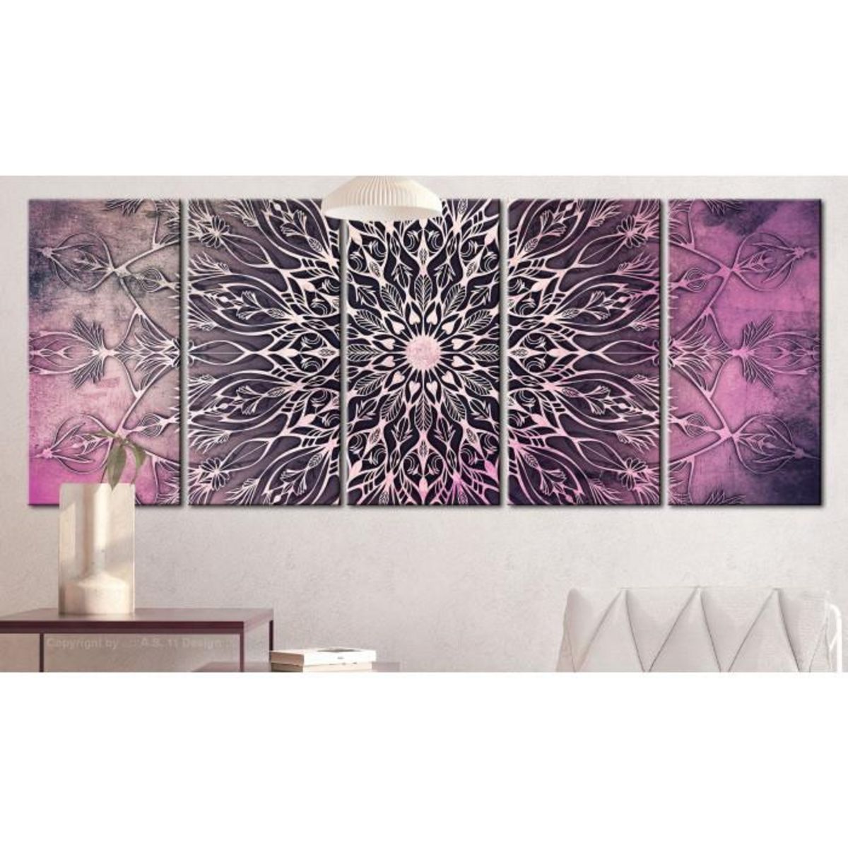 Paris Prix Tableau Imprimé 5 Panneaux  Center Narrow Pink