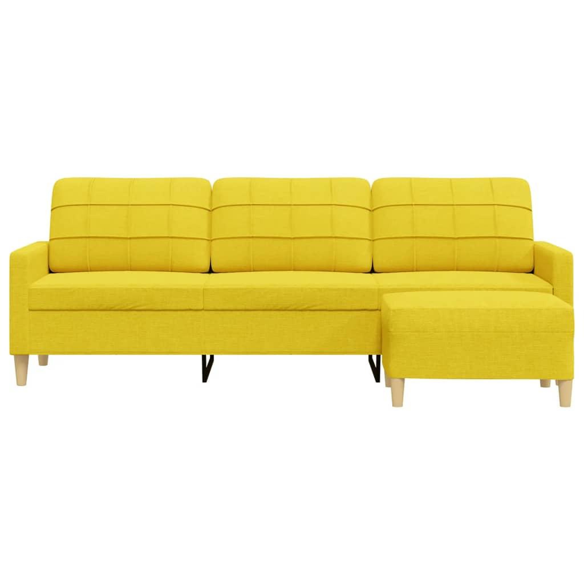 Voir la diapositive 3 : VIDAXL Canape a 3 places avec repose-pieds Jaune clair 210 cm Tissu