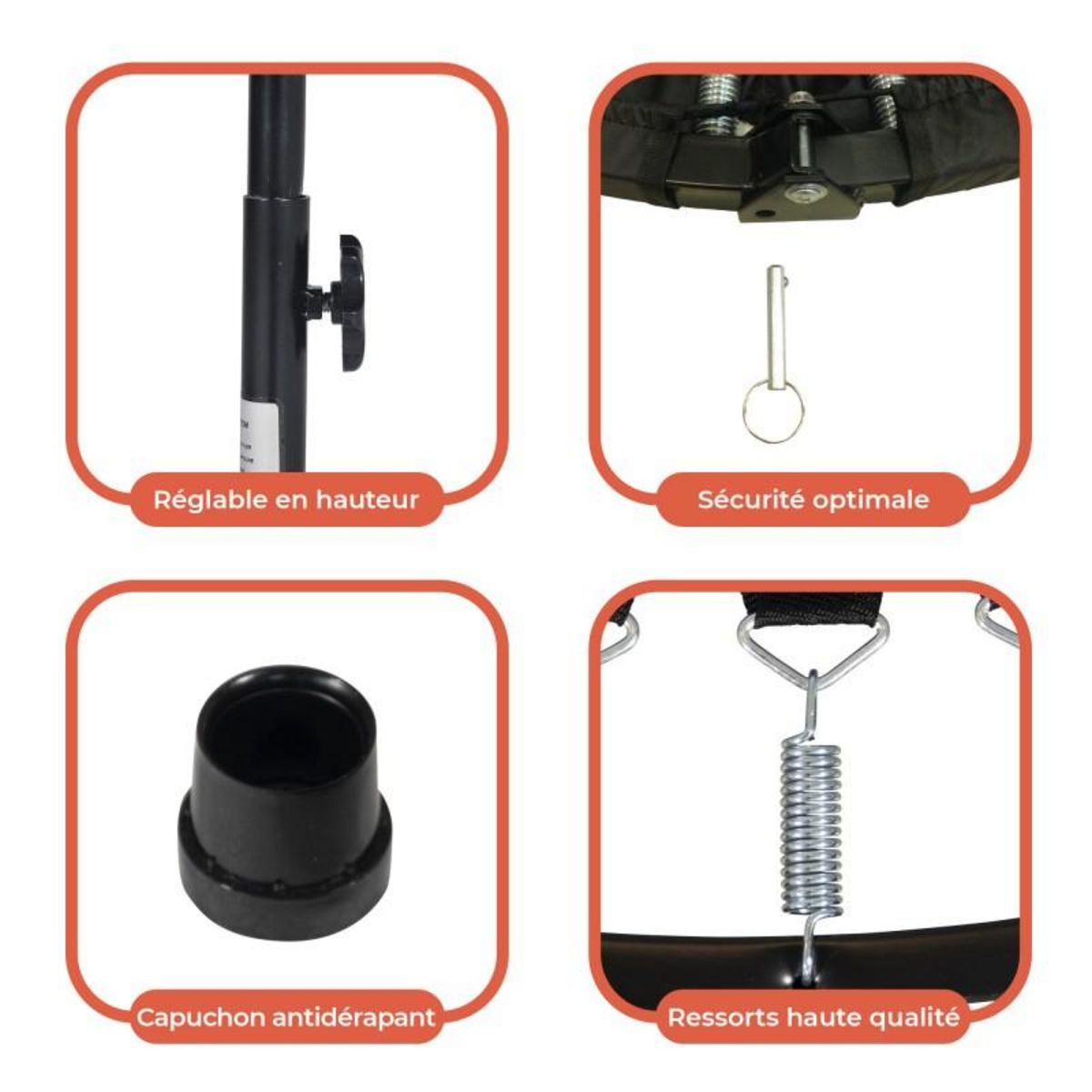 JUMP4FUN Mini Trampoline Fitness Jump4fun Pliable Double-Bar - Ø92cm