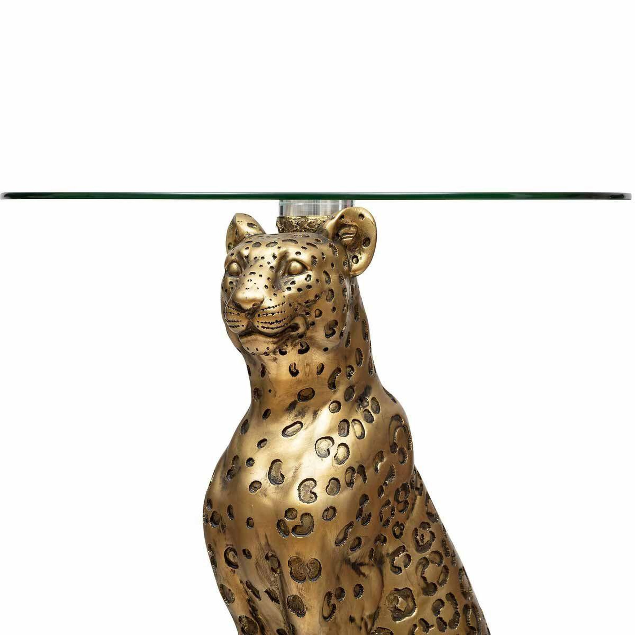 Voir la diapositive 2 : ATMOSPHERA Table d'appoint design  wild léopard  52cm or