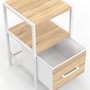 Voir la diapositive 5 : ID MARKET Lot de 2 tables de chevet UTAH 1 tiroir et 1 niche bois et blanc