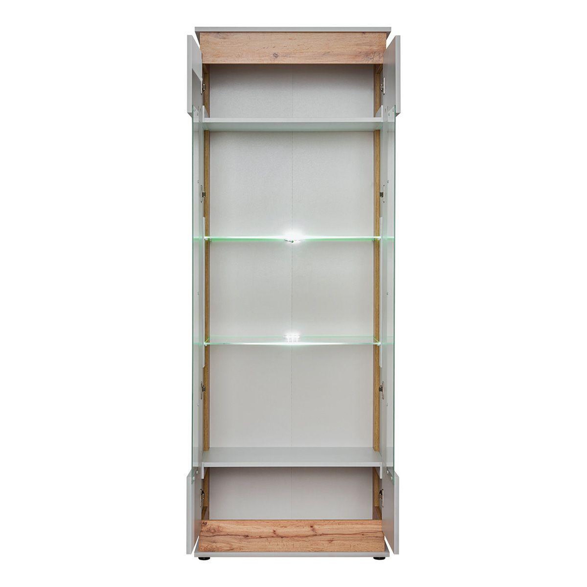 Voir la diapositive 2 : Paris Prix Vitrine à Led 4 Niveaux  Berlin  191cm Gris & Naturel
