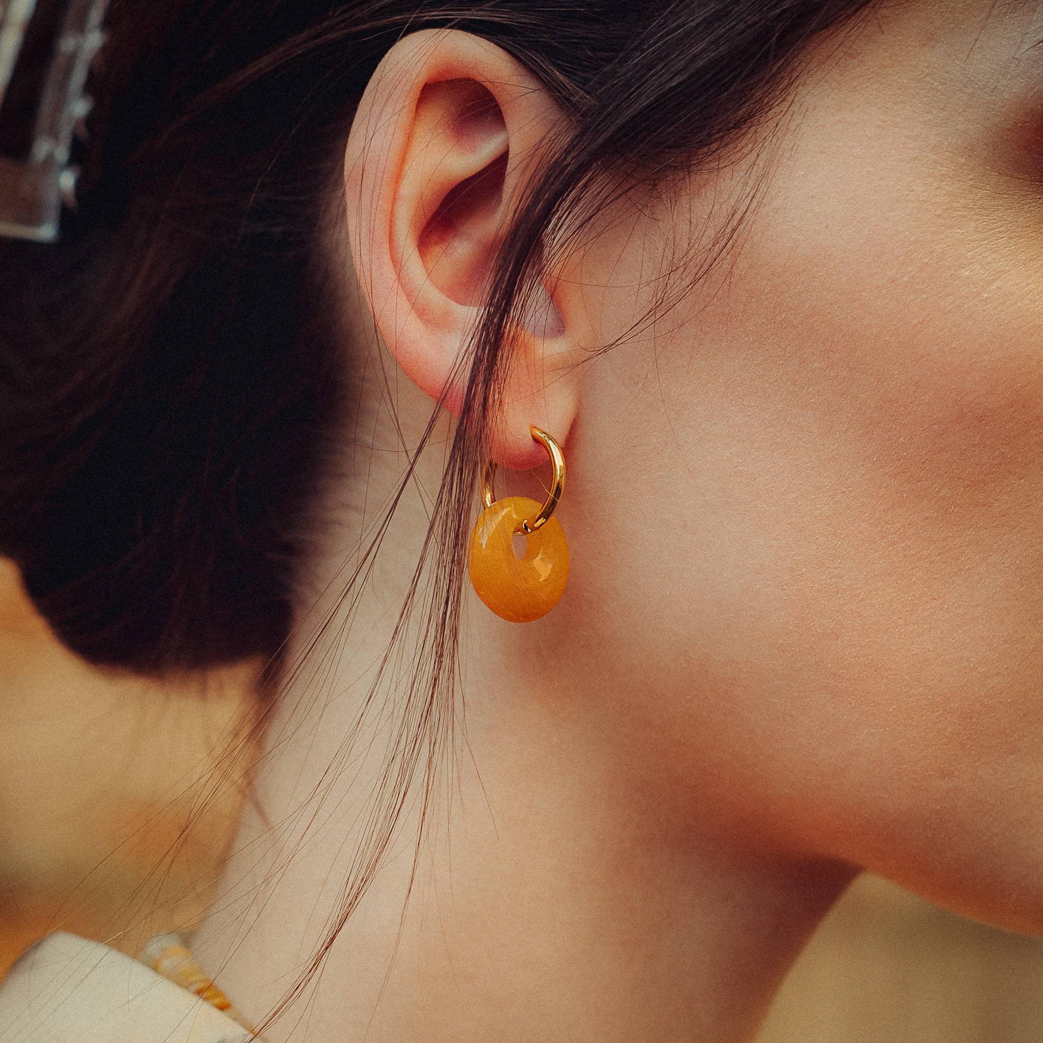 Voir la diapositive 2 : SLOYA Boucles d'oreilles Blima en pierres Jade jaune