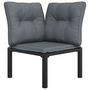 Voir la diapositive 3 : VIDAXL Chaise d'angle de jardin avec coussins noir/gris resine tressee