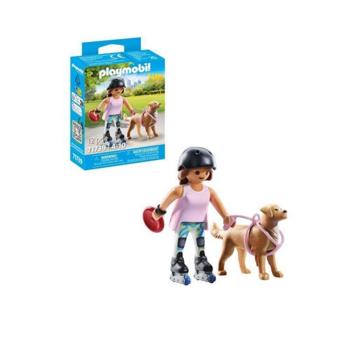 PLAYMOBIL 71739 Jeune fille rolleuse avec Retriever
