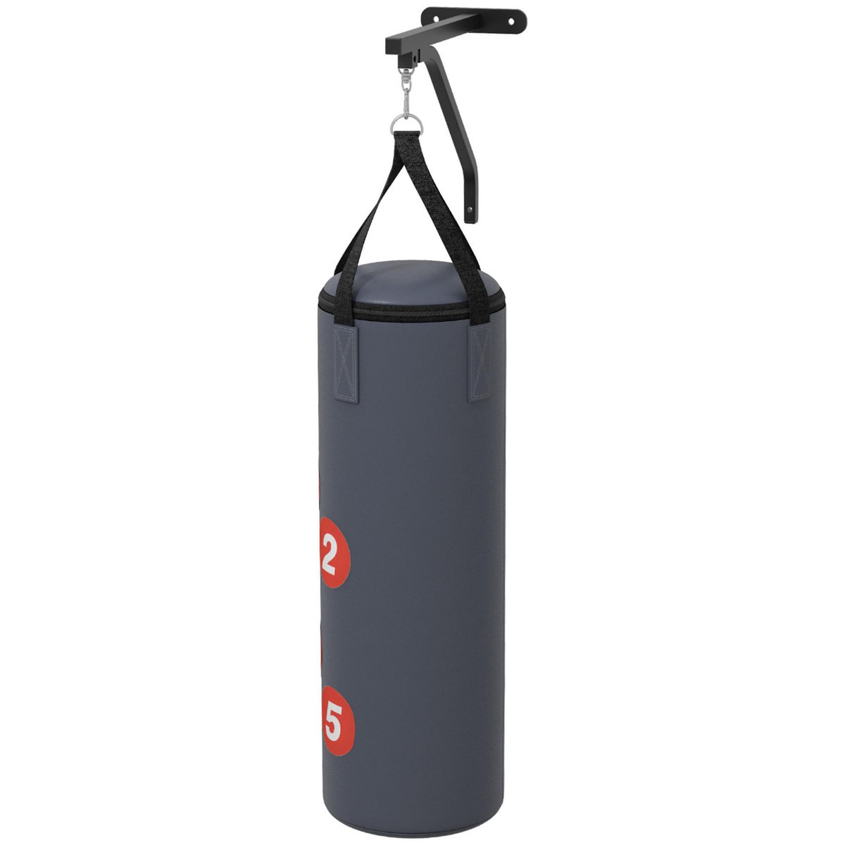 HOMCOM Sac de frappe boxe - support mural, crochet pivotant, gants, bandes inclus - à remplir - acier PU rouge gris