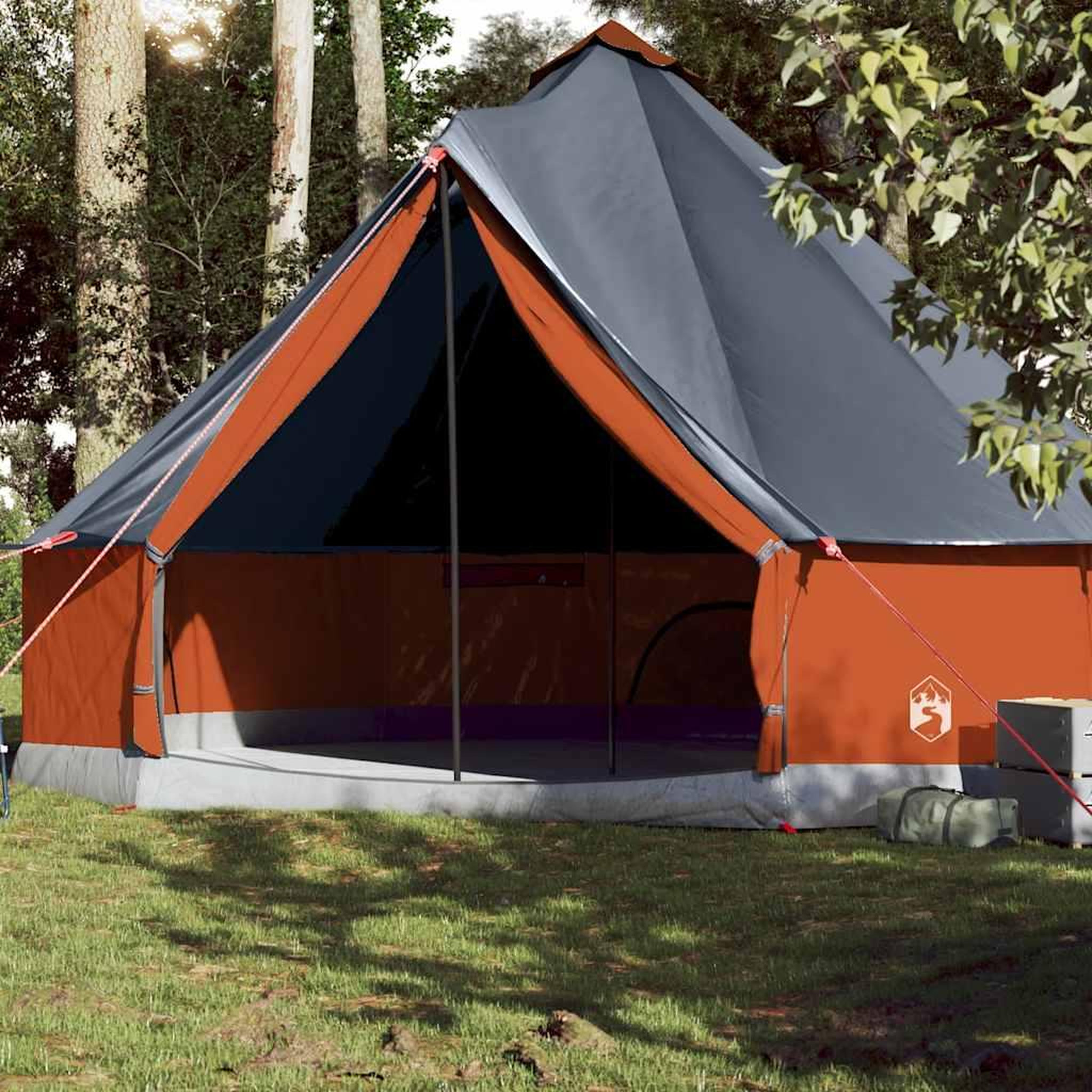 VIDAXL Tente familiale tipi 10 personnes gris et orange impermeable