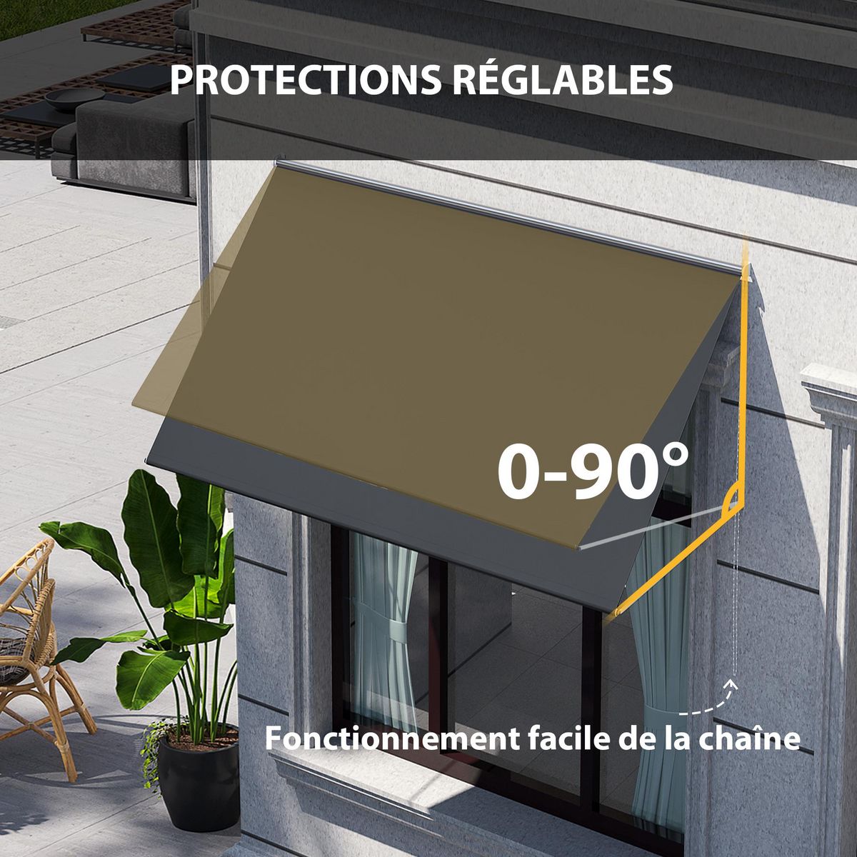 OUTSUNNY Store banne manuel inclinaison réglable acier alu. dim. 150L x 120l (avancée) cm polyester imperméabilisé anti-UV gris