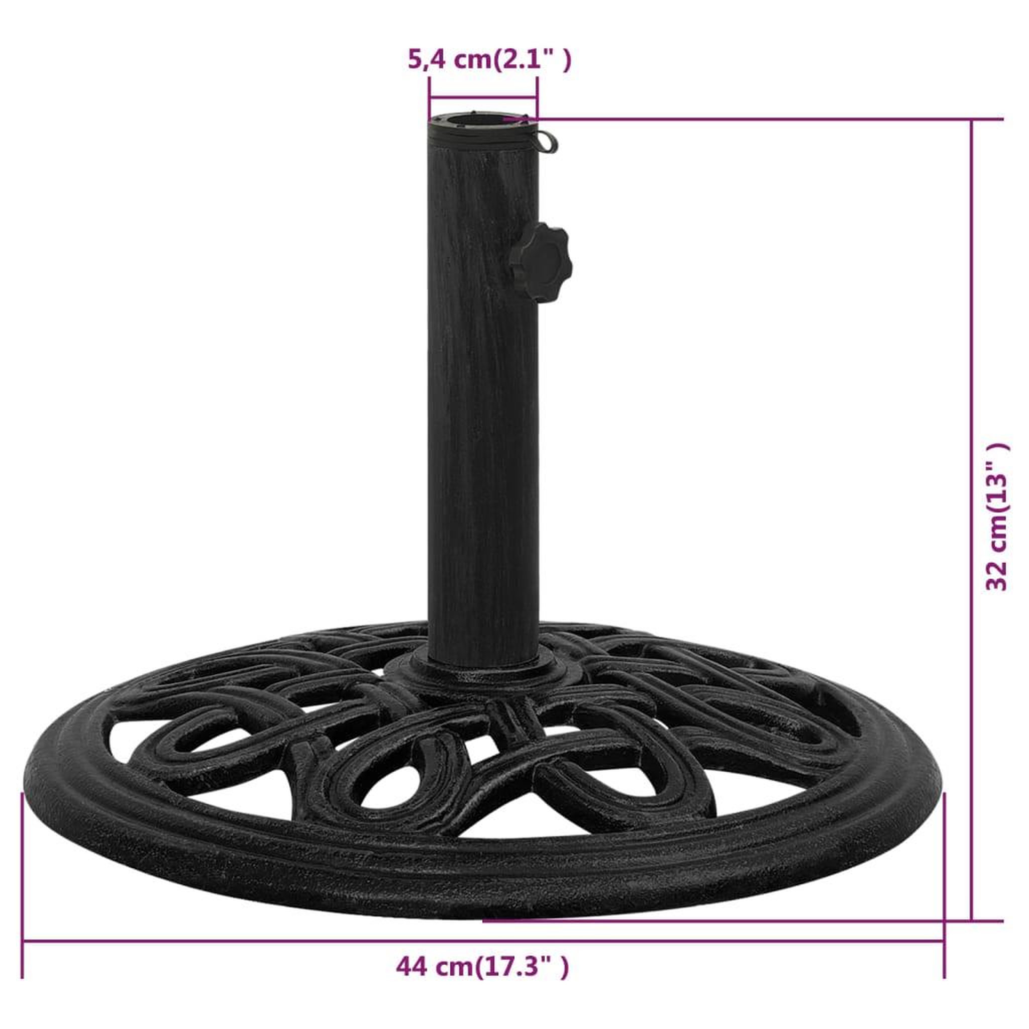 Voir la diapositive 6 : VIDAXL Socle de parasol Noir 44x44x32 cm Fonte