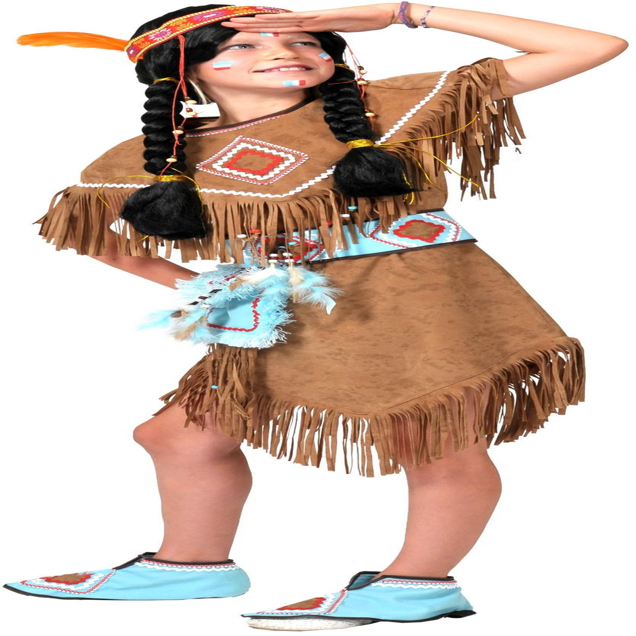 FUNNY FASHION Costume Indienne - 8/10 ans (128 à 140 cm)