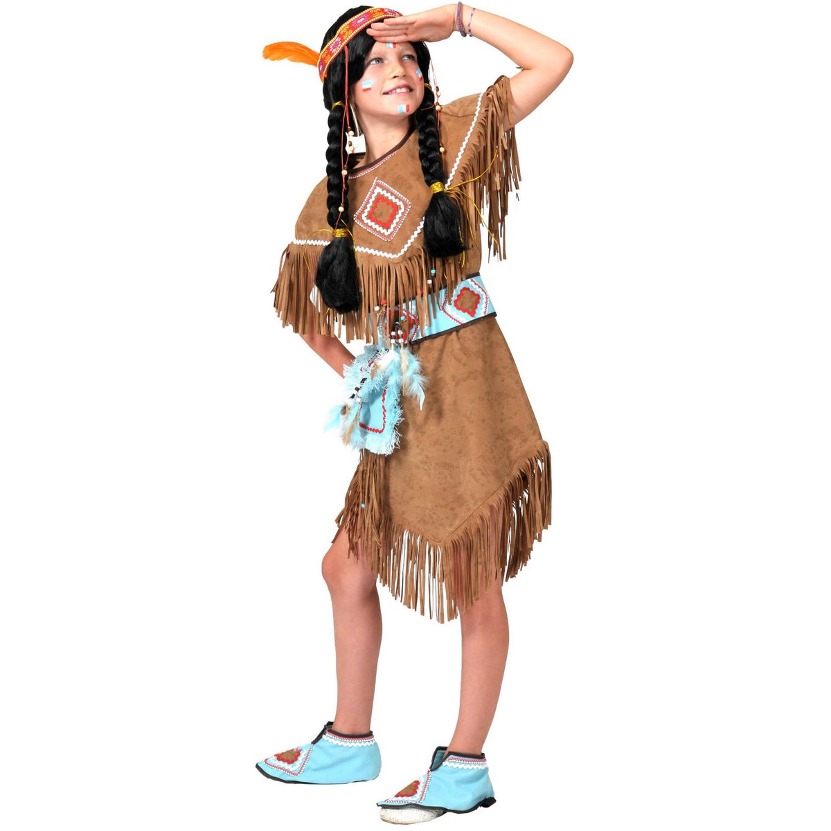 FUNNY FASHION Costume Indienne - 8/10 ans (128 à 140 cm)