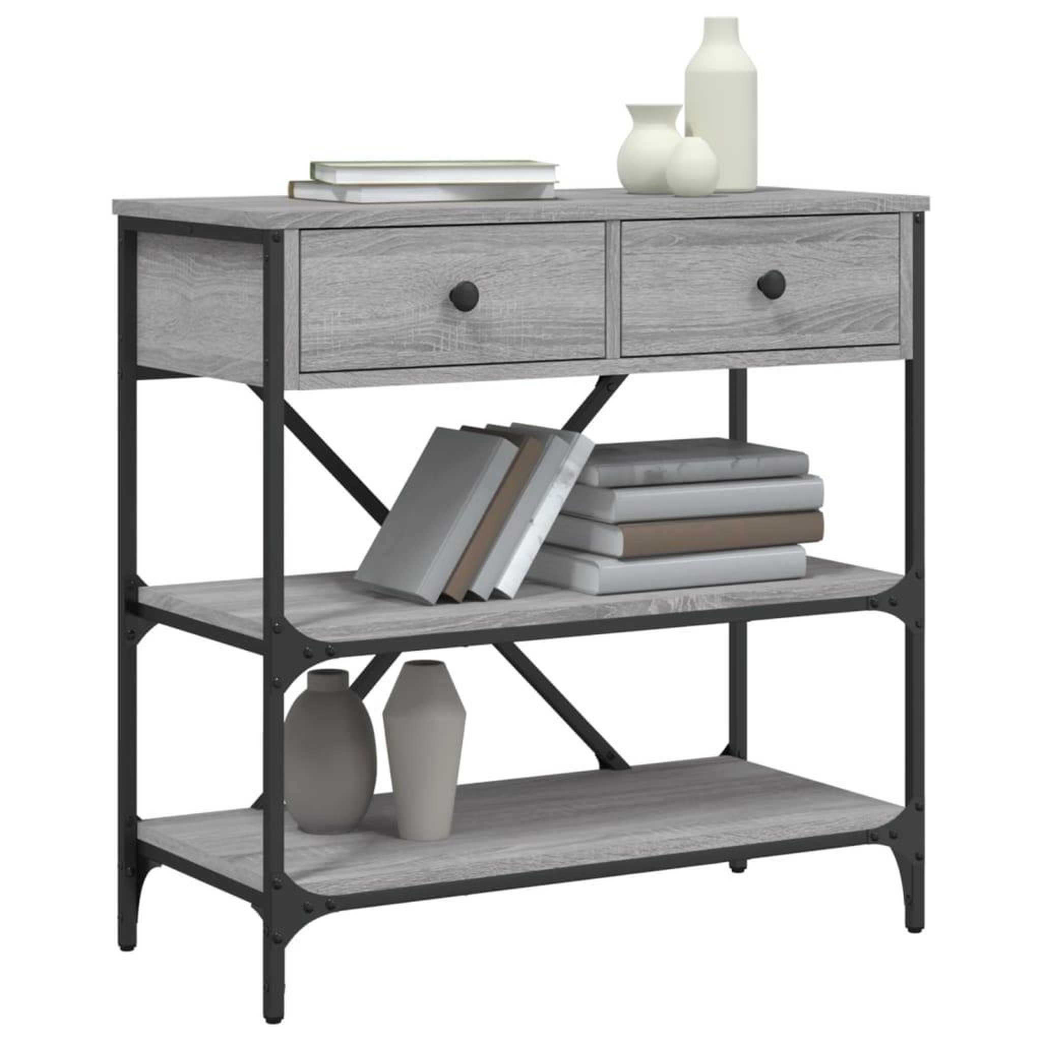 Voir la diapositive 3 : VIDAXL Table console sonoma gris 75x34,5x75 cm bois d'ingenierie