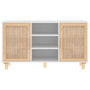 Voir la diapositive 4 : VIDAXL Buffet Blanc 105x30x60 cm Bois de pin massif et rotin naturel