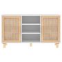Voir la diapositive 4 : VIDAXL Buffet Blanc 105x30x60 cm Bois de pin massif et rotin naturel
