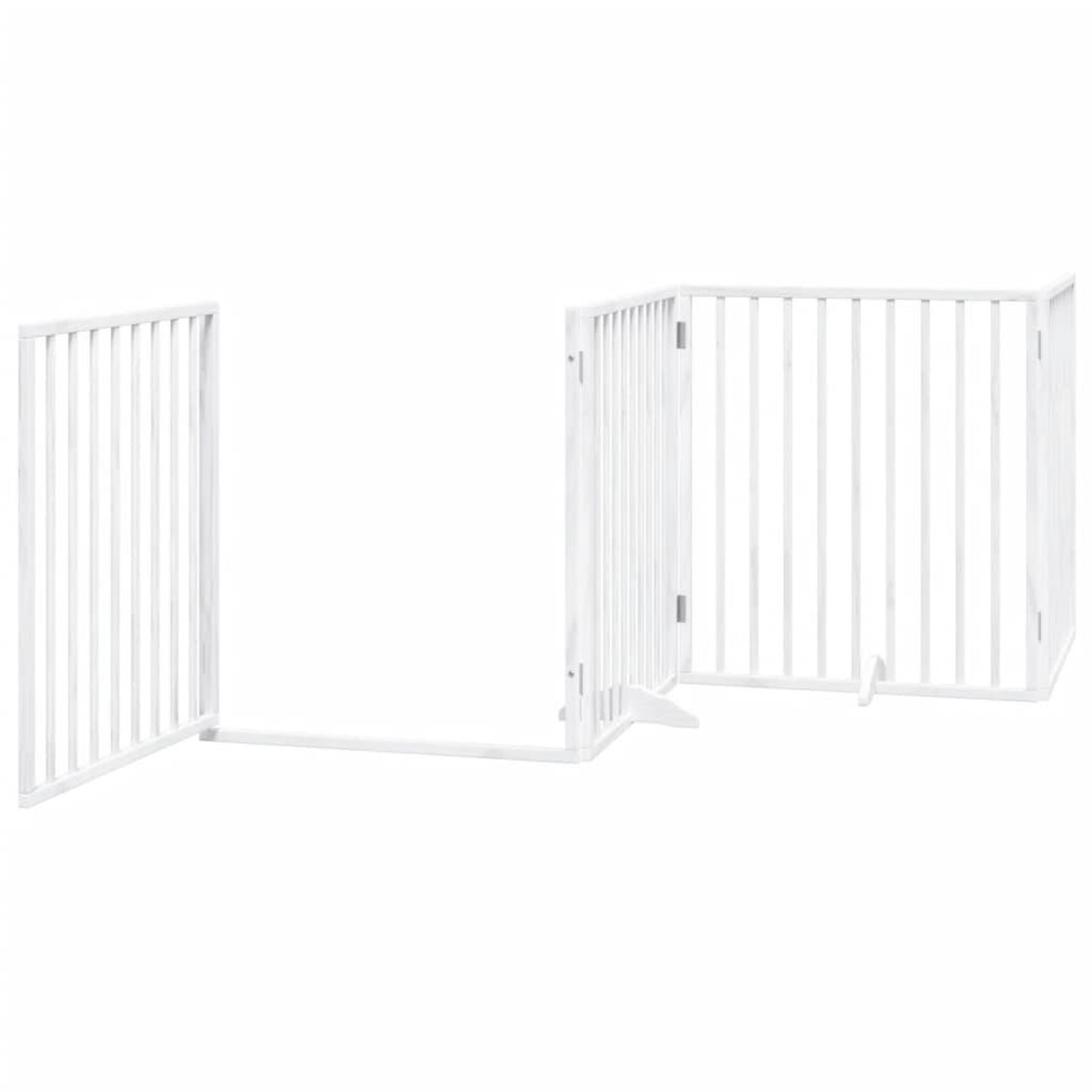 Voir la diapositive 4 : VIDAXL Barriere pour chiens et porte 4 panneaux blanc bois de peuplier